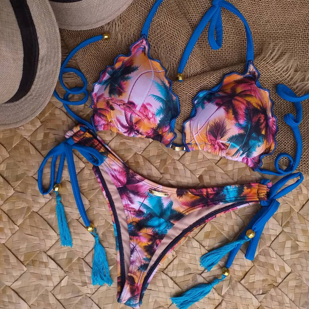 Bikini de dos piezas con tirantes estilo hawaiano 