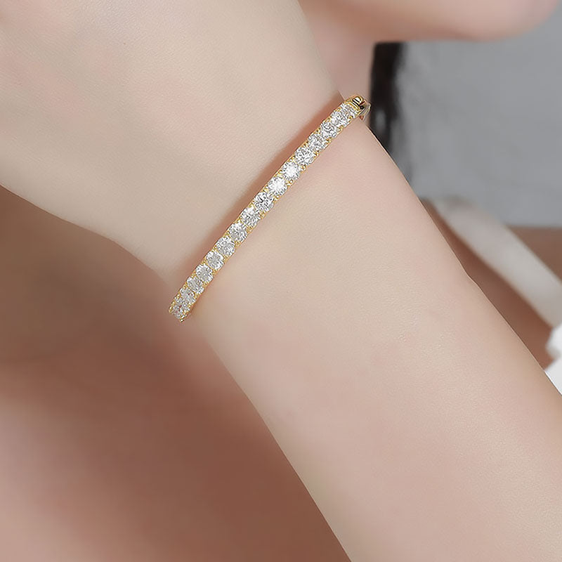 Pulsera de eternidad de moissanita de 4 mm y plata de ley fácil de combinar