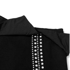 Eccentric Contrast Studded Edge Fold Over High Waist Split A Line Mini Skirt