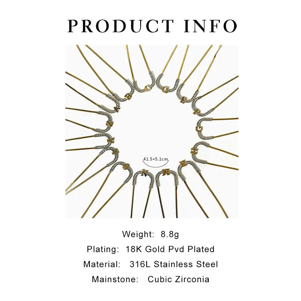 Elegant Initial Choker Necklace - Peri'sbox Stainless Steel Gold PVD Plated