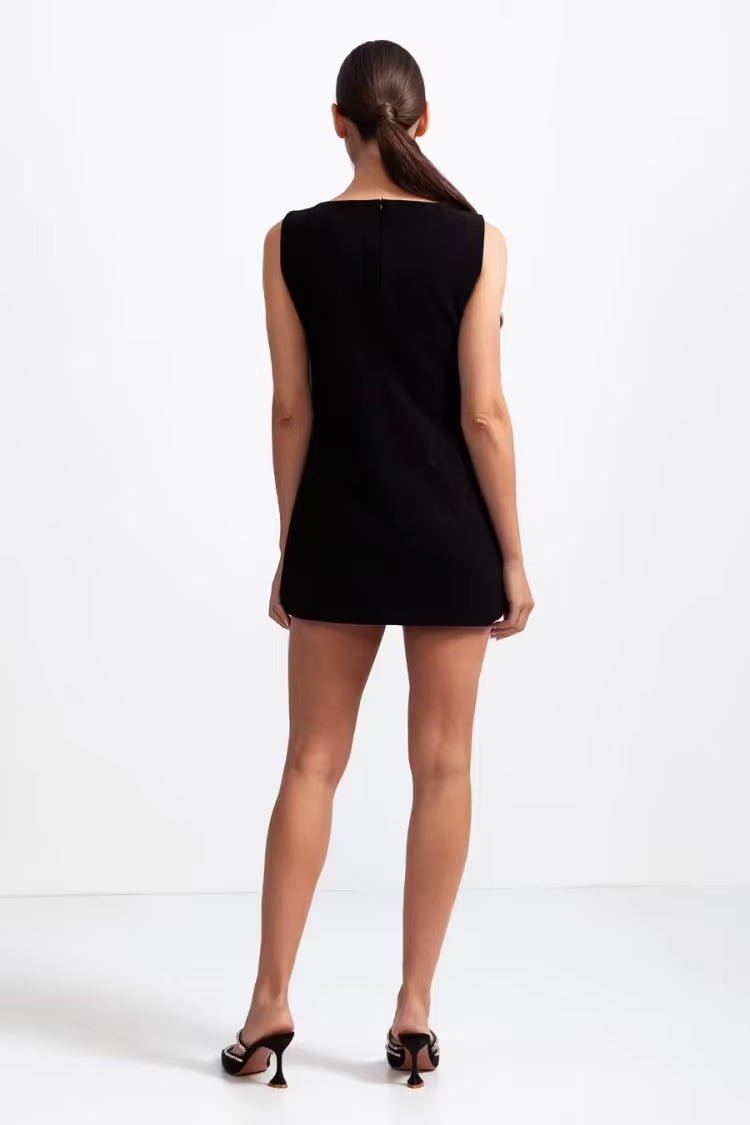 Elegantes ärmelloses Mini-Cocktailkleid mit Schleife für Damen