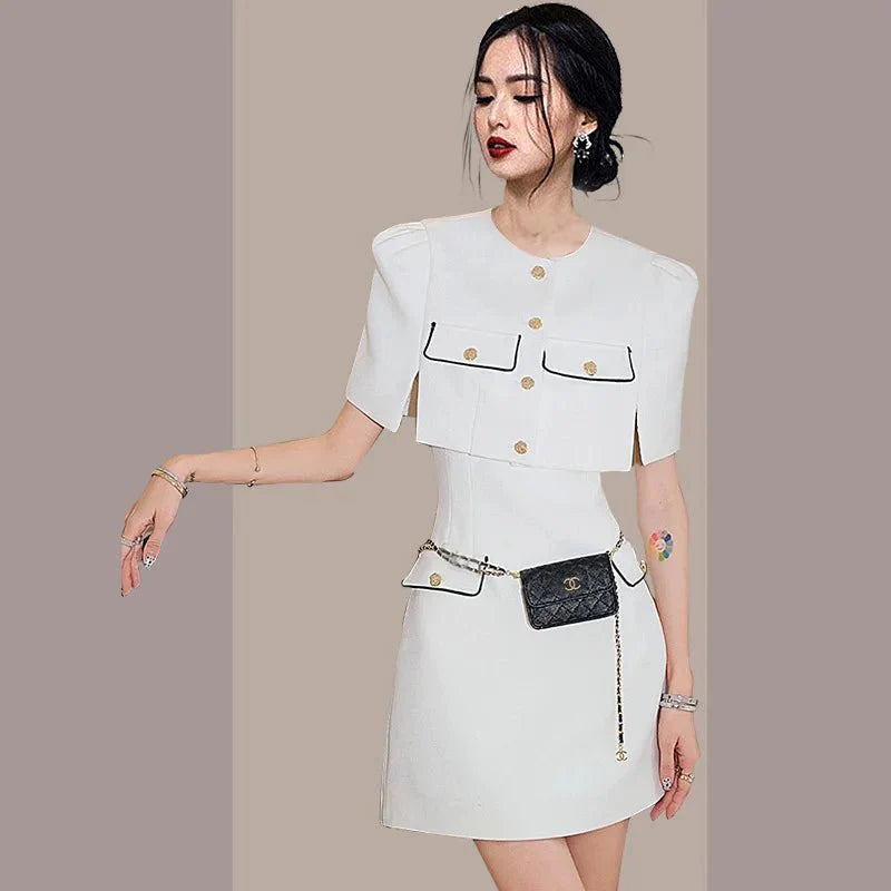 Elegant Two-Piece Blazer and Dress Set for Women - Summer Chic