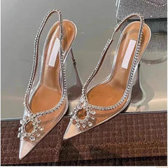 Eltheattlco Strass Stiletto Transparent High Heels - Sommerliche Eleganz