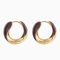 END TO END Metallic Enameled Two Tone Hinged Hoop Earrings