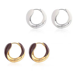 END TO END Metallic Enameled Two Tone Hinged Hoop Earrings