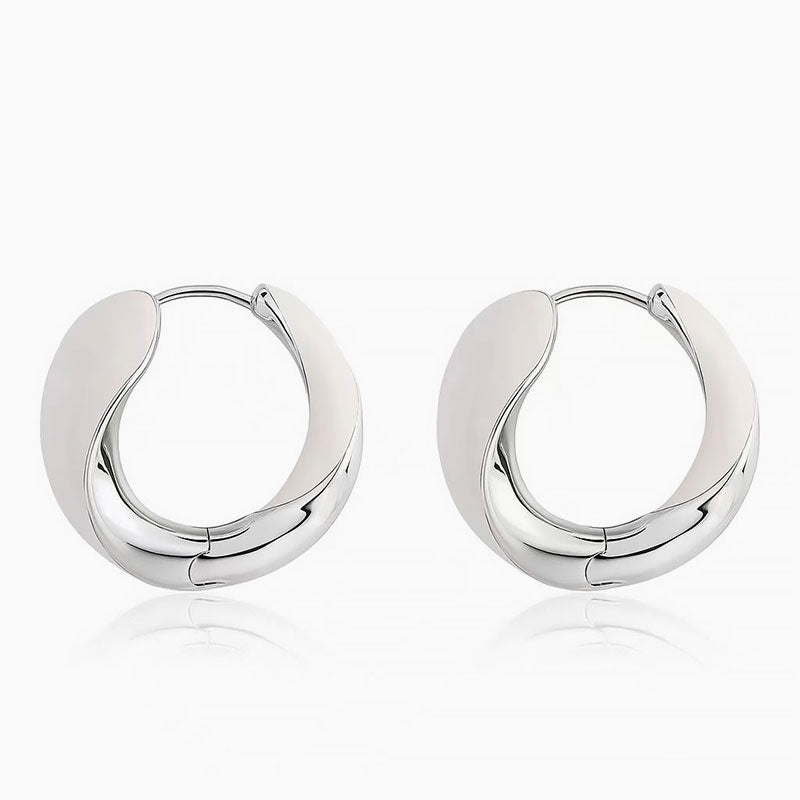 END TO END Metallic Enameled Two Tone Hinged Hoop Earrings