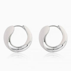 END TO END Metallic Enameled Two Tone Hinged Hoop Earrings