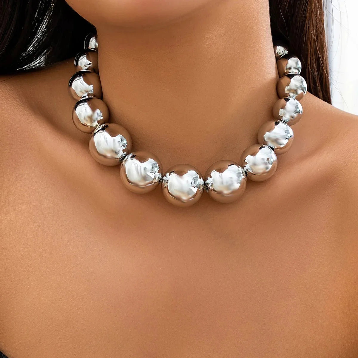 Übertriebene CCB Big Ball Beads Choker Halskette - Hip Hop Fashion Statement 