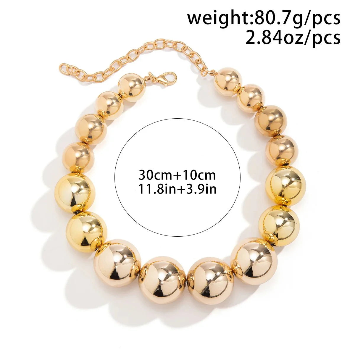 Übertriebene CCB Big Ball Beads Choker Halskette - Hip Hop Fashion Statement 