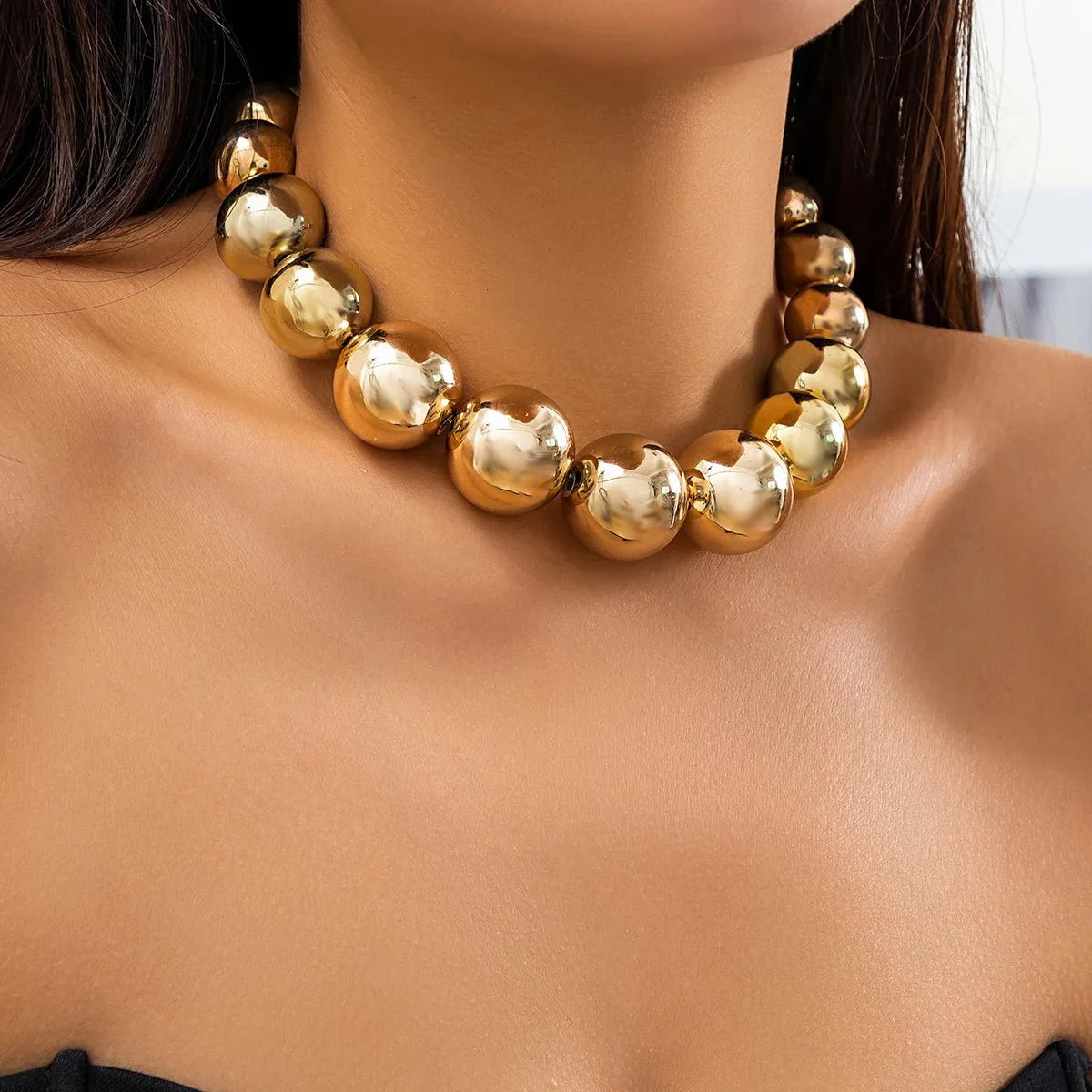 Übertriebene CCB Big Ball Beads Choker Halskette - Hip Hop Fashion Statement 
