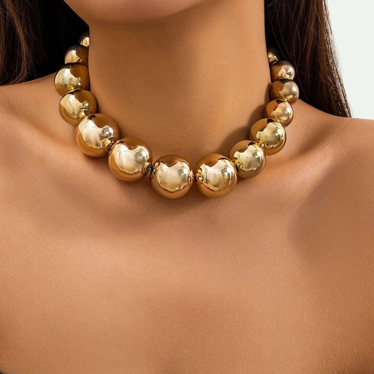 Übertriebene CCB Big Ball Beads Choker Halskette - Hip Hop Fashion Statement 