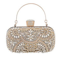 Auffällige, mit Strasssteinen verzierte, rechteckige Abend-Clutch - Silber
