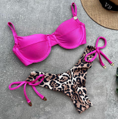 Bikini push up con estampado de leopardo 