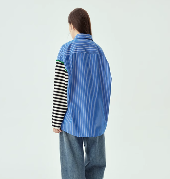 Camisa con mangas de suéter - Azul