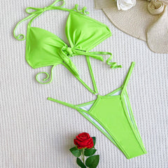 Fabulous Cut Out Tie Front Halter Brazilian One Piece Swimsuit