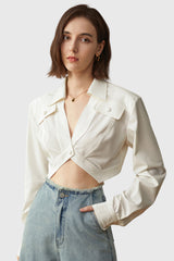 Unregelmäßiges Cropped-Shirt - Weiß