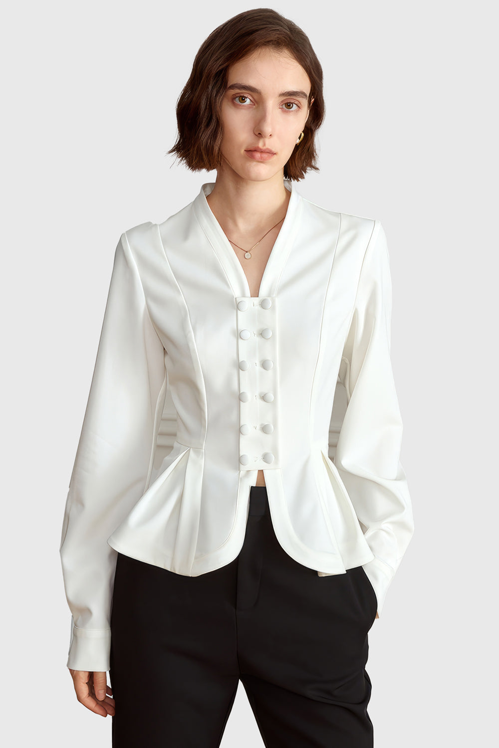 Camisa acampanada con botones - Blanca