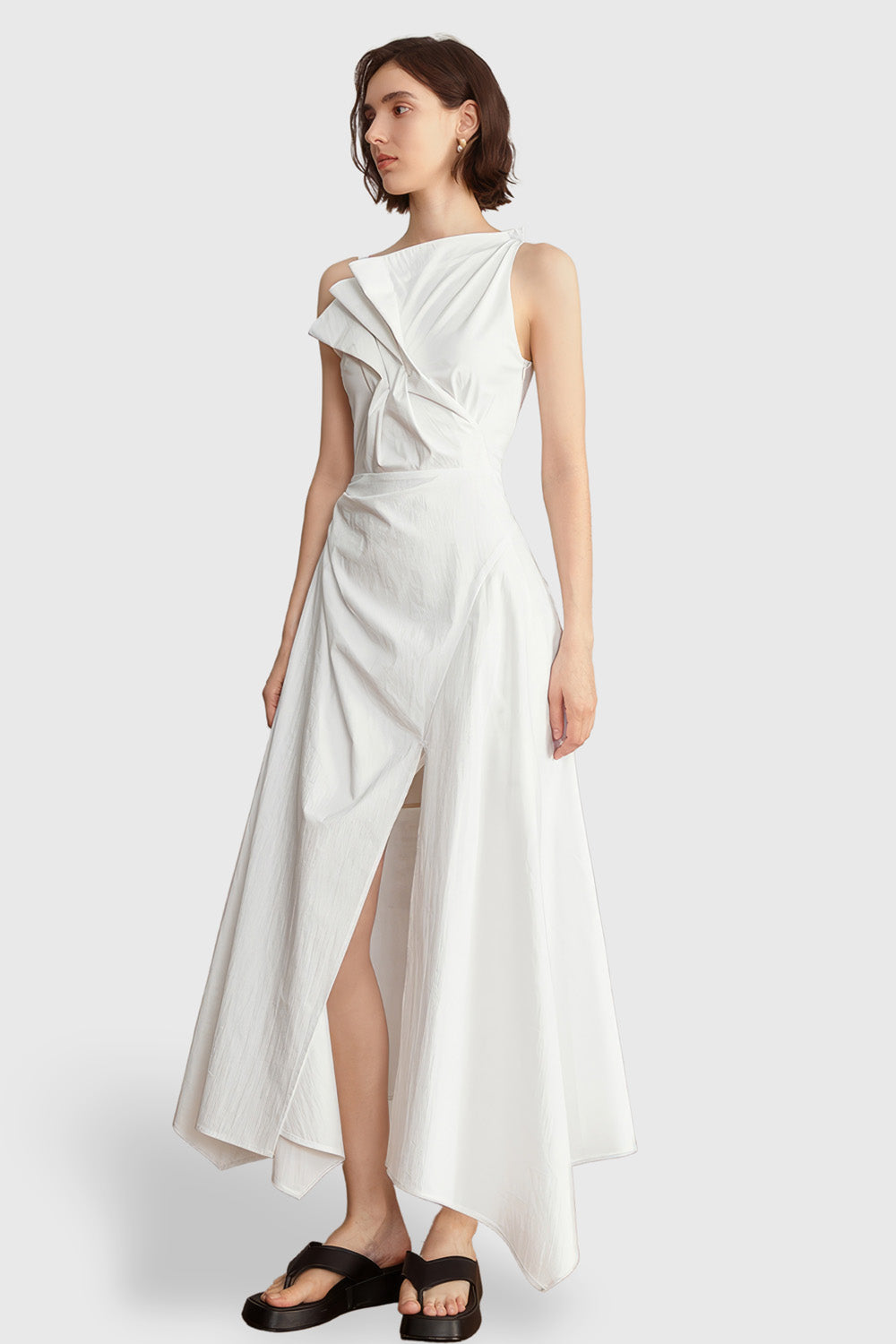 Unregelmäßiges Midikleid - Weiß