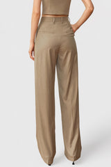 High Waisted Suit Trousers - Brown
