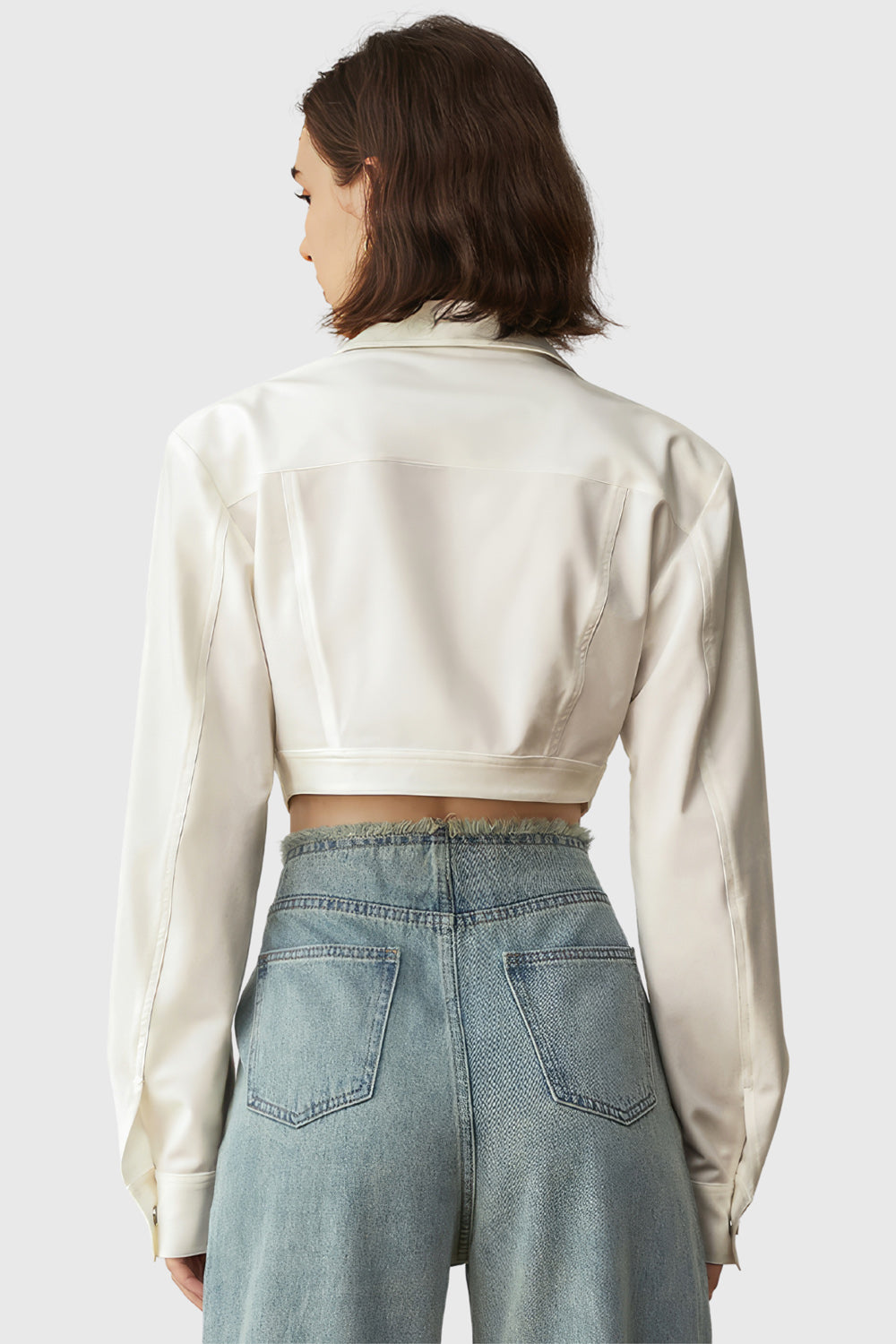 Unregelmäßiges Cropped-Shirt - Weiß