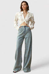 Unregelmäßiges Cropped-Shirt - Weiß