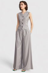 Buttoned Elegant Vest - Grey