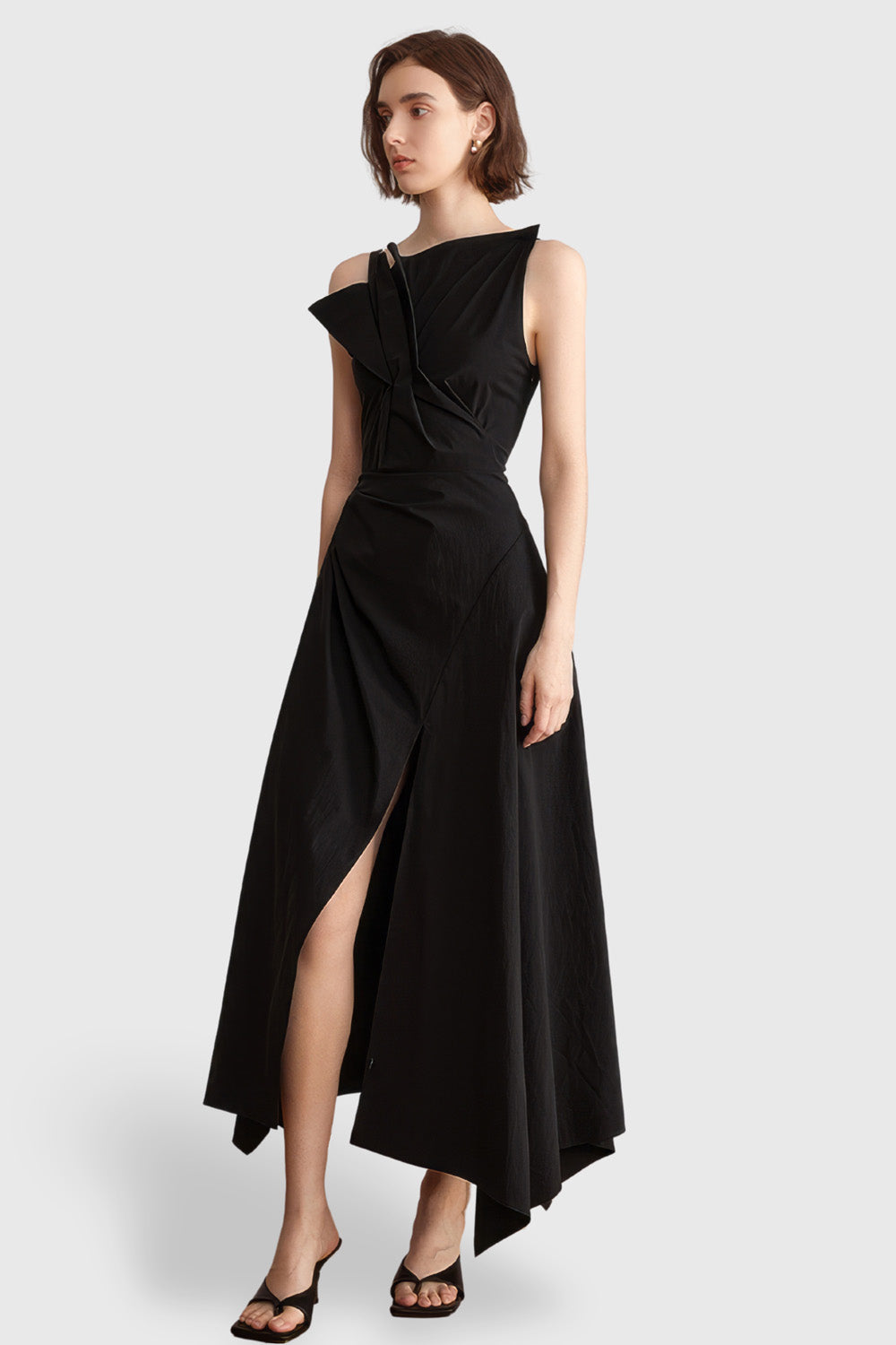 Unregelmäßiges Midikleid - Schwarz