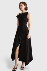 Unregelmäßiges Midikleid - Schwarz
