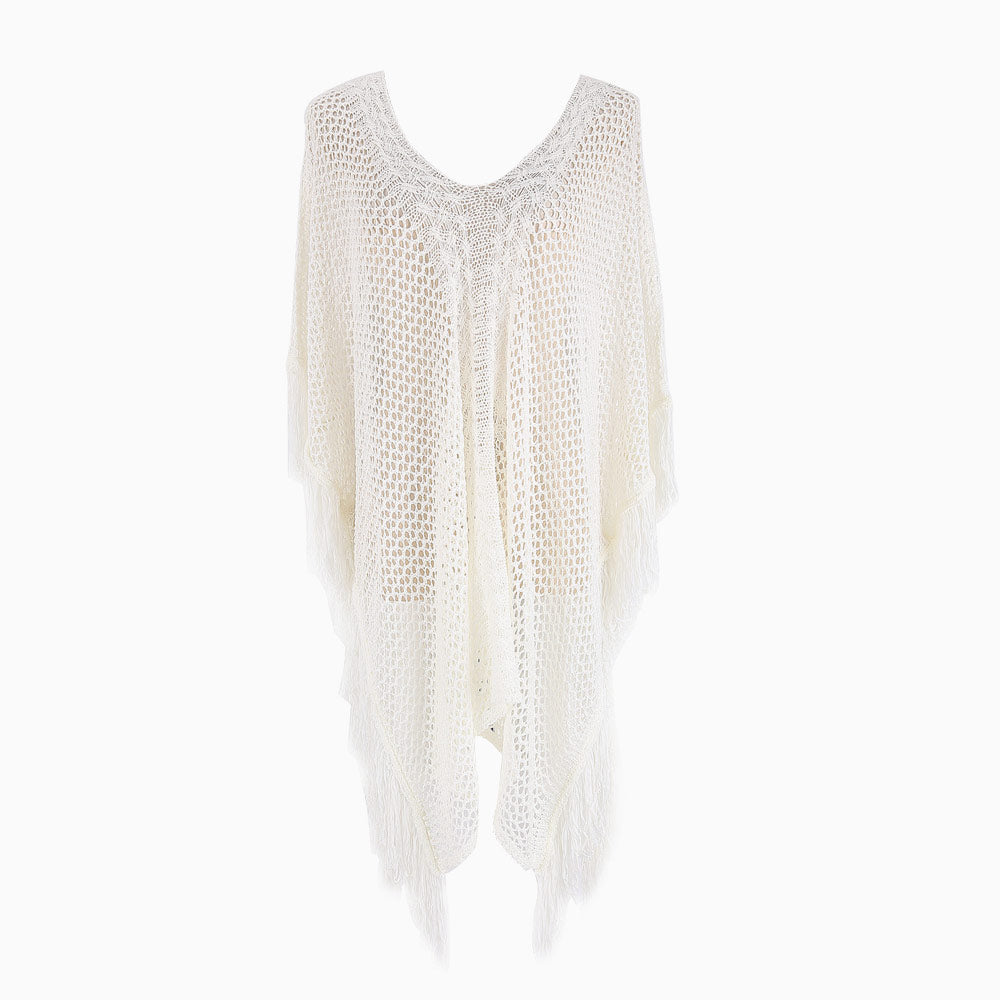 Fringe Edge Deep V Crochet Brazilian Beach Cover Up