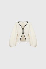 Cardigan with Baloon Sleeves - White