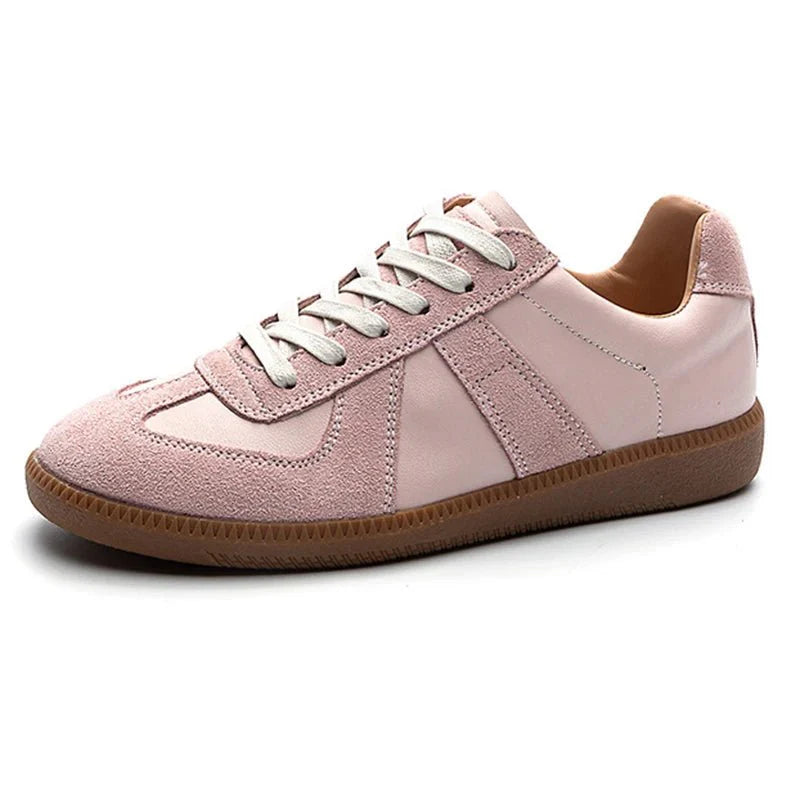 Lässige silberne Sneakers aus echtem Leder für Damen – flache Schnürschuhe