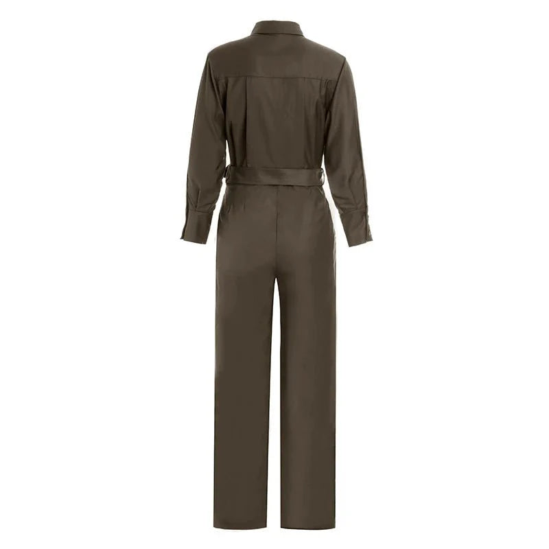 High Street Damen-Jumpsuit - Einfarbiger Fitness-Jumpsuit in Knöchellänge und lockerer Passform