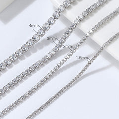 Iced Out Cubic Zirconia Rhodium Plated Sterling Silver Tennis Necklace