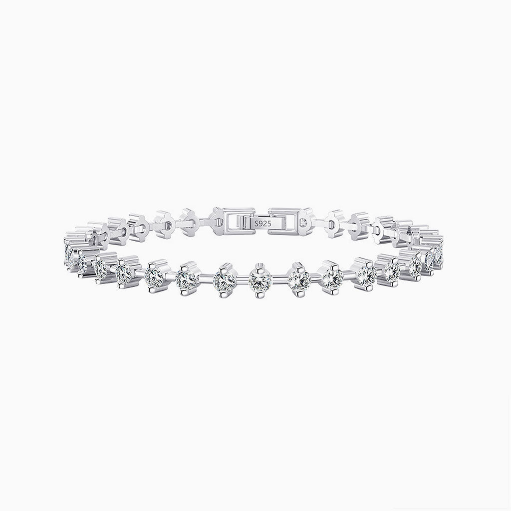 Iced Out Tennisarmband aus Sterlingsilber mit rundem Zirkonia