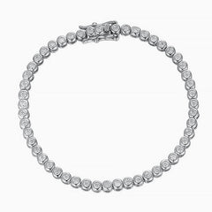 Iced Out Sterling Silver Round Bezel 2MM Moissanite Tennis Bracelet