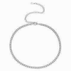 Iced Out Tenniskette aus Sterlingsilber mit rundem Zirkonia-Schliff