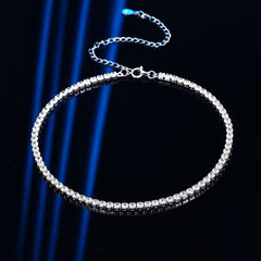 Iced Out Tenniskette aus Sterlingsilber mit rundem Zirkonia-Schliff