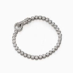 Icy Circle Sterling Silver Bezel 3MM Cubic Zirconia Tennis Bracelet