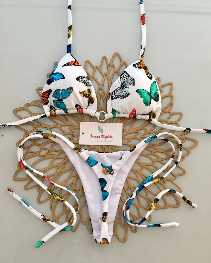 butterfly print split bikini