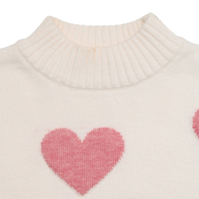 Christmas Heart Half-Turtleneck Sweater