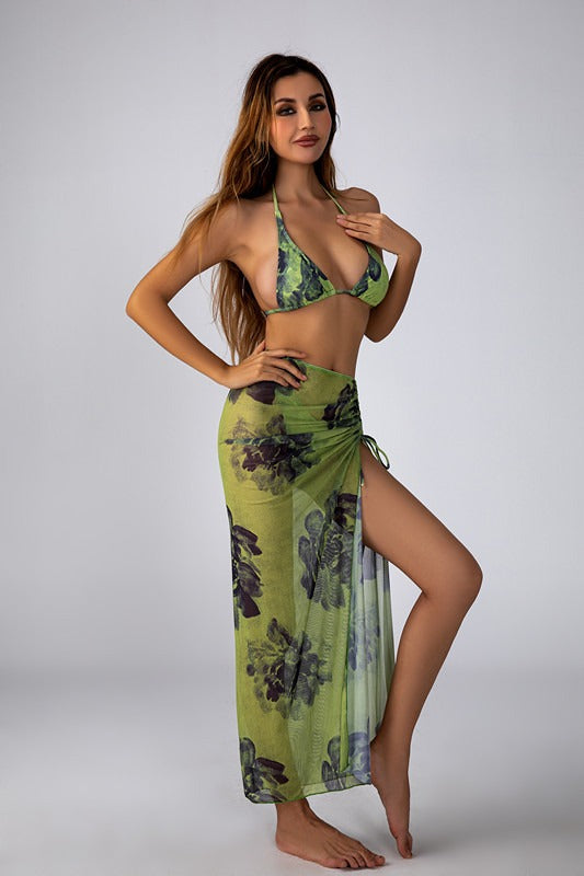 Bikini Three-Piece Swimsuit With Tie Straps