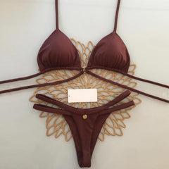 Vintage butterfly print split bikini