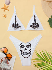 Personality funny print split bikini