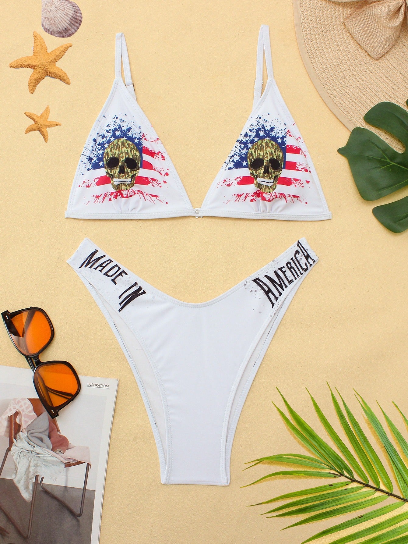 Personality funny print split bikini