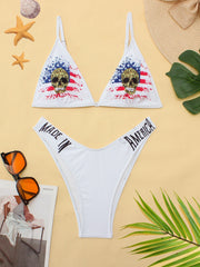 Personality funny print split bikini
