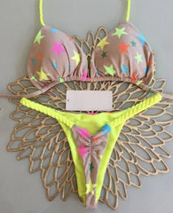 Riemchenbikini mit Sternenmuster 