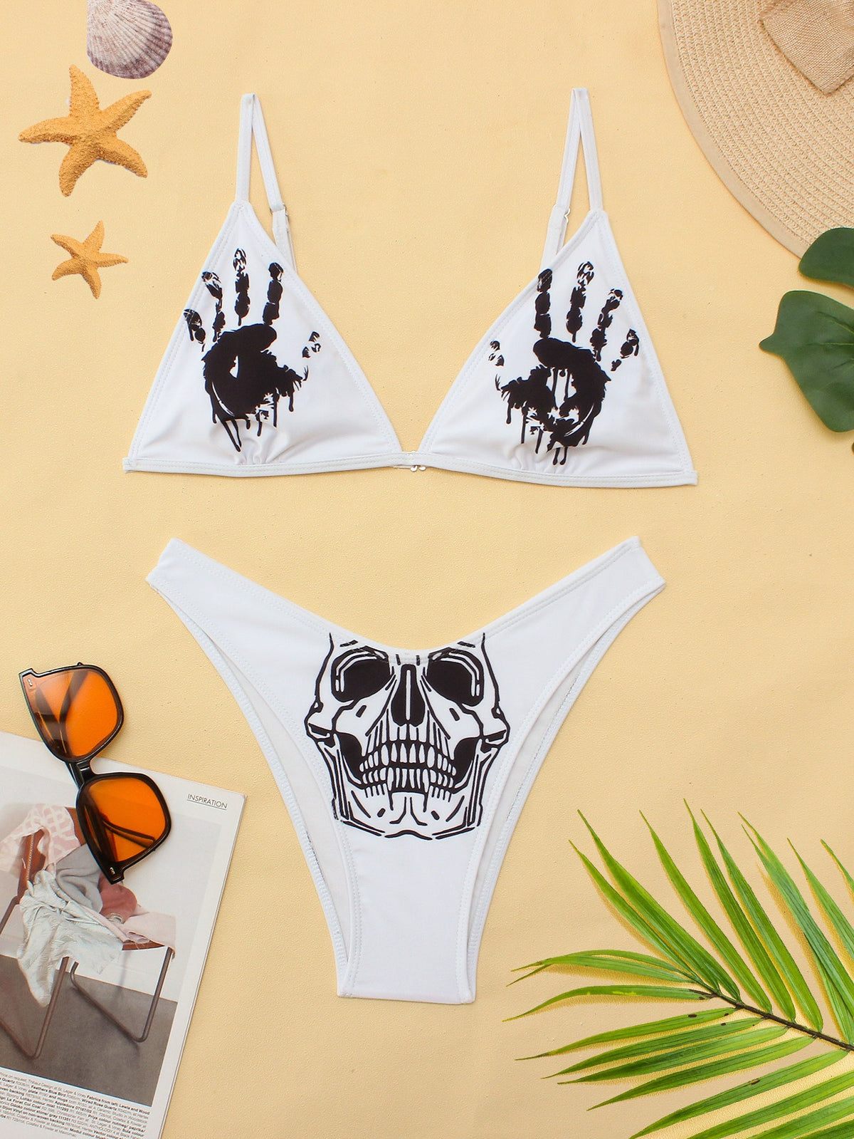 Personality funny print split bikini