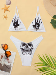 Personality funny print split bikini