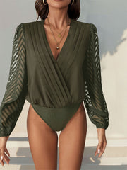 V-neck See-Through Long-Sleeved Jumpsuit