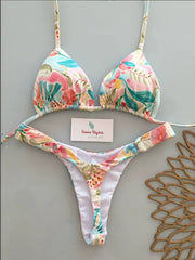 Trend Print Color Contrast Bikini Set